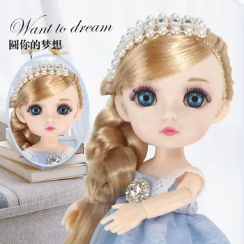 1/12 blyth 16cm BJD Doll Makiažas Mėlynos Akys Modeliavimas Blakstienų Mielas snieguolė Lėlės su Mados Suknelė 
