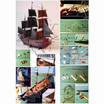 1:200 Masto Burlaivis Modelis 45CM PASIDARYK pats Laivo Surinkimo Modelis Rinkiniai Klasikinių Rankų darbo Popieriaus Burinės Valtys, Vaikams, Žaislų, Dovanų