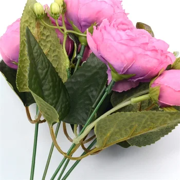 1 Pluoštas 30cm Rose Šilko Bijūnas Dirbtinių Gėlių Puokštė 5 Dideli Galvos ir 4 Bud Namų Vestuvių Dekoravimas Pigūs Netikrą Gėlės