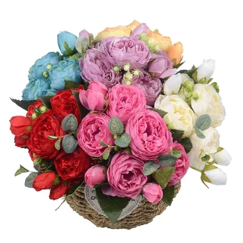1 Pluoštas 30cm Rose Šilko Bijūnas Dirbtinių Gėlių Puokštė 5 Dideli Galvos ir 4 Bud Namų Vestuvių Dekoravimas Pigūs Netikrą Gėlės