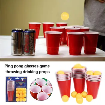 1 Rinkinys Ping Pong Akinius Žaidimas Mesti Gerti Rekvizitai Beer Pong Nustatyti 24 Raudona Puodeliai Ping Pong Kamuolius