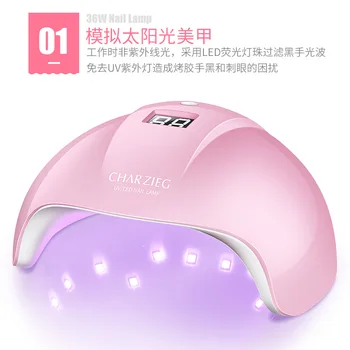 1 vnt 24W smart diržo indukcijos nagų klijai džiovintuvas LED+UV nagų fototerapijos lempa nagų mašina, greitai džiūstantys,(baltos, rožinės spalvos)
