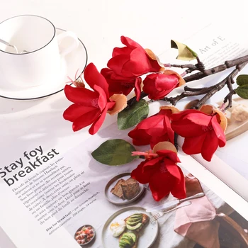 1 vnt Rožių rožė Dirbtinis magnolija Netikrą krepo Gėlių kalmarai Vestuvių dekoravimas gėlių vaza