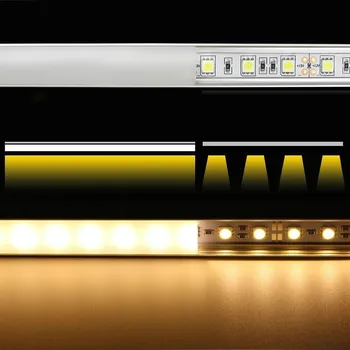 10/12/15/18/20/50pcs DHL 1m LED juostos aliuminio profilio 5050 5630 LED disco juostelės LED juostelė šviesos aliuminio kanalas su dangčiu
