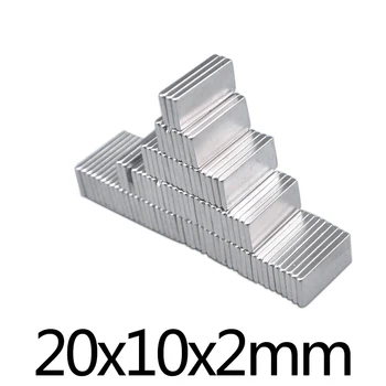 10-50pcs 20x10x2 mm Retųjų Žemių Magnetas 20mmX10mm Blokuoti Stačiakampio formos Magnetai 20x10x2mm Nuolatinis Neodimio Magnetas 20*10*2 mm