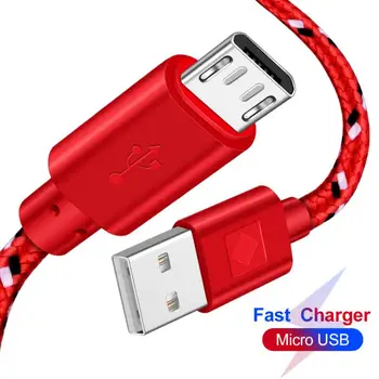 10 vnt./pak įvairių spalvų, Micro USB įkrovimo kabelis 1/2 metrų Mobiliųjų Telefonų duomenų perdavimo kabelis su nailono tinklelio striukė