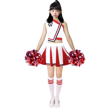 100-170cm Suaugusių Moterų Cheerleader Kostiumai Etapo Rezultatus Šokio Kostiumai Vaikams Mergaitės Peties Off Mokyklos Uniformos Sijonas