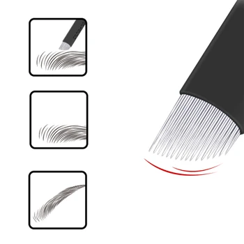 100 vnt Juodas Lamina Microblading Adatos 0,16 lt/ 0.18 mm, U-formos ir Kampine Antakių Tatuiruotė Adatos permanentinis Makiažas Siuvinėjimo Pen