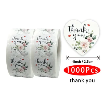 1000Pcs Kawaii Mielas Gėlių Ačiū Lipdukas Estetinės Nulio Išjungti Antspaudas Etiketės Scrapbooking Medžiagos, Meno Tiekimo Mokyklos Priedų