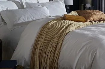 100s medvilnė juostele pledas šilko satino patalyne Balta viešbutis patalynės komplektai karalius ir karalienė 4Pcs antklode padengti paklode nustatyti pagalvę pseudo