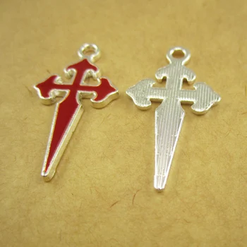 100vnt Red Emalį Saint James Kryžiuočių Rožinio Kryžius, Koplytstulpis