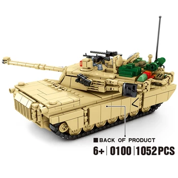 1052PCS MUMS M1A2 Abrams Pagrindinis Tankas Kariniai Blokai WW2 Plytų Armijos Kareivis Duomenys Žaislai Vaikams Vaikams