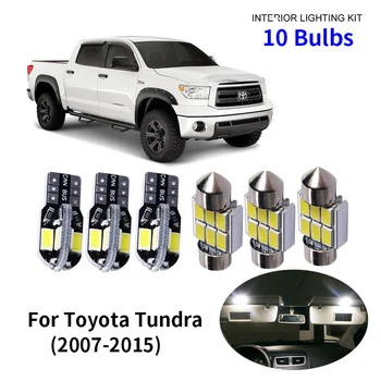10vnt Automobilių Reikmenys Baltas Interjeras, LED elektros Lemputes Paketo Komplektas 2007-Toyota Tundra T10 31MM Žemėlapis Dome Kamieno Lempos