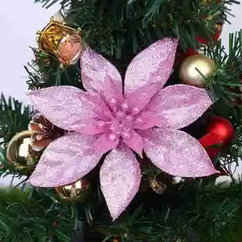 10vnt Blizgučiai Milteliai Kalėdų Dirbtinių Gėlių Dekoras Blizgančiais Poinsettia Netikrą Gėlės, Vestuvės, Kalėdos Medis Naujųjų Metų Dekoro Ho