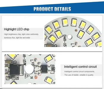 10VNT/DAUG LED Lempos Chip 3W 5W 9W 7W 12W 15W 220V 230V 240V Input Smart IC Vairuotojo Tinka 