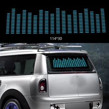 114x30cm Automobilių Mėlyna LED Muzikos Ritmą Blykstė Įjungta Garso Jutiklis Ekvalaizeris Galinio Stiklų Lipdukas Stilius Neoninės Lempos