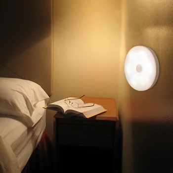 12 LEDsRechargeable PIR Judesio Jutiklis LED Nakties Šviesos BedroomStairs CabinetWardrobe Belaidžio Naktį Šviesos Spinta, Tualetas Šviesos