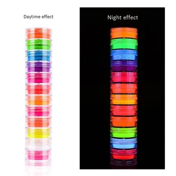 12 Spalvų Fluorescencinės Nagų Milteliai Neon Fosforo Spalvinga Helovinas Nagų Dailė Blizgučiai Pigmento 3D Šviečiančios Dekoracijos