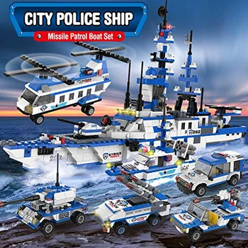1230pcs 6IN1 SWAT Karinės Miesto Policijos Marine Valčių Orlaivio Modelis Blokai Automobilių draugais Ginklą Plytų Žaislai Vaikams Dovanų