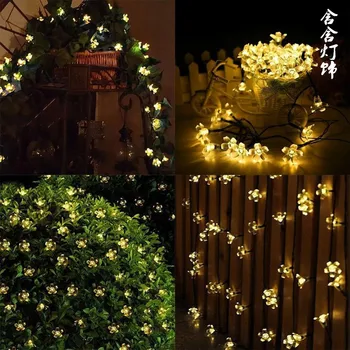 12M Saulės žiedų gėlių string šviesos diodų (LED) Pasakos Šviesos Eilutės Lauko Girlianda decors už Sodo Namas Aikštėje Įkraunama Baterija