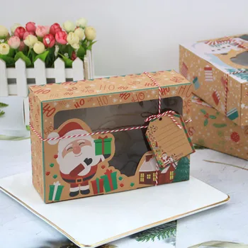 12Pcs Kraftpopieris Kalėdų Slapukas Dėžės Santa Claus Sniego Meduoliai su imbiero priedais Vyrų Kalėdų Saldainiai Dovanų talpinimo Bakas