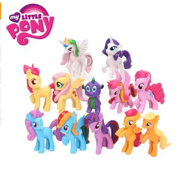 12pcs Mano Mažai Pony Žaislai Vaivorykštė Vienaragis Mini Arklių PVC Veiksmų Skaičiai Sparkle Drakonas Lėlės, Žaislai Childrend Dovanos 2M01