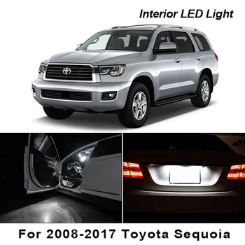 13Pcs Balta Automobilio Salono LED lemputės Paketo Komplektas 2008-2017 Toyota Sequoia Žemėlapis Dome Daiktadėžė Kamieno Licenciją Plokštelės Šviesos