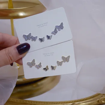 14 karatų tikro Aukso bižuterijos Crystal Butterfly Išskirtinį Mielas Stud Auskarai Moteris Atostogų Šalis Elegantiškas Vieną Rinkinį Auskarai