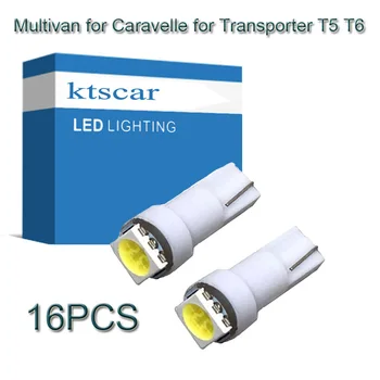 16pcs Balta Klaidų LED lemputė Atvykti vidaus reikalų Koja Žingsnis šviesos VW Multivan Transporter Caravelle T5 T5.1 T6 LED lempa, TIK