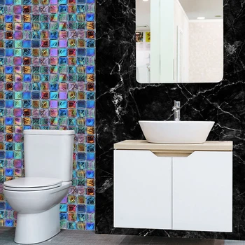 18pcs 10*10CM Mozaikos Vandeniui Žievelės ir Klijuoti PVC Sienų Lipdukai Modeliavimas Plytelės Lipni Namų Vonios, Virtuvės Dekoracijos
