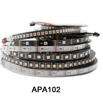 1m/3m/5m APA102 Smart led pikselių juostelės šviesos DC5V 30/60/144 led/taškų/m;IP30/IP65/IP67;DUOMENŲ ir LAIKRODIS atskirai