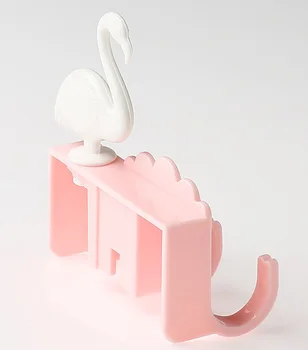 1pc Balta/Rožinė Namų Puošybai Flamingo Formos 3 Kabliukai Lipni Sienos Kabo Sunkiųjų Vonios kambarys, Virtuvė Apkrovos Duris Atgal, Kabliuko