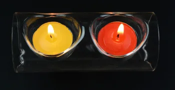 1PC Europos kristalų, stiklo, žvakių laikiklis skaidrus apvalus ilgas vamzdis su 2 skylėmis žvakidė vakarienė stiklo amatų JY 1177