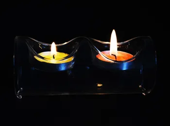 1PC Europos kristalų, stiklo, žvakių laikiklis skaidrus apvalus ilgas vamzdis su 2 skylėmis žvakidė vakarienė stiklo amatų JY 1177