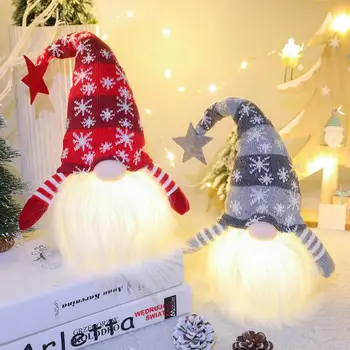 1PC LED Šviesos Kabinti Pliušinis Lėlės Žaislas Rankų darbo Kalėdų Gnome Elf Nykštukas, Kalėdų Dovanų Ornamentu Namų Puošybai Vaikų Žaislas