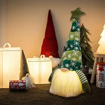 1PC LED Šviesos Kabinti Pliušinis Lėlės Žaislas Rankų darbo Kalėdų Gnome Elf Nykštukas, Kalėdų Dovanų Ornamentu Namų Puošybai Vaikų Žaislas