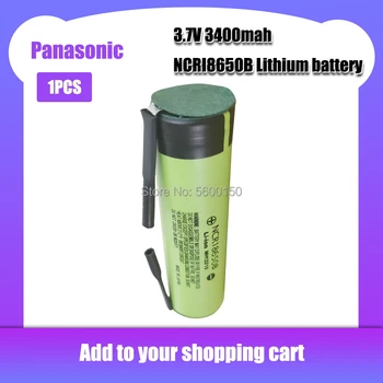 1PC Originalaus panasonic NCR18650B 3.7 3400mah 18650 bateria Ličio Įkraunama Baterija su Suvirinimo Nikelio Lakštai, žibintuvėlis