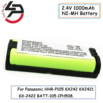 2.4 V, 1000mAh Ni-MH Bevielė Telefonų Įkrovimo Baterija (akumuliatorius skirtas Panasonic HHR-P105 KX242 KX2421 KX-2422 BATT-105 CPH508