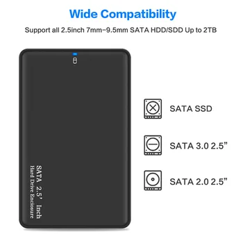 2.5 colių USB 3.0 SATA Hd Box HDD Diskas Išorinis HDD Talpyklos juodos Įrankį Nemokamai 5 Gb / s Paramos UASP už SSD/ 2TB Kietasis Diskas