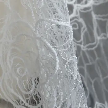 2 metrų per daug baltos spalvos išsiuvinėtu nėrinių audinys, tiulis exquisit kokybės, sunkiųjų gėlių vestuvių suknelė audinys šydas mterial nėrinių Juostelės