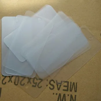200PCS , 4 * 8 cm Matinis PVC papuošalai sūpynės žymes drabužiai pakabinti tegus apvalus kampe 25s storis