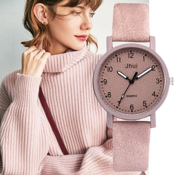 2018 Karšto Top Brand Moterų Laikrodžiai Mados Odos Riešo Žiūrėti Moterų Suknelė Laikrodžiai Pink Ladies Watch Laikrodis