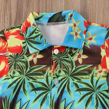 2018 m. Havajų Stiliaus Baby Boy Shirt Mados Trumpas Rankovės Marškinėliai Vasara 1 2 3 4 5 Y mados tendencija funkcijų vasaros gražus CH