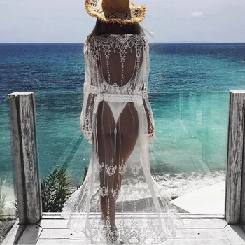 2018 Naujų Seksualių Moterų Šifono Paplūdimio Cardigan Bikini Padengti Iki Wrap Paplūdimio Ilga suknelė Šalis