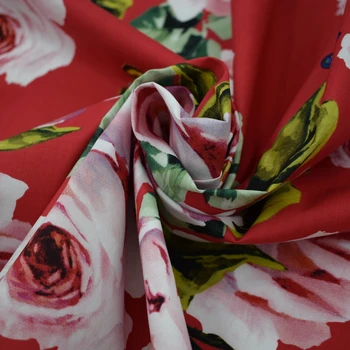 2018 reaktyvusis dažyti raudona apačioje, rožės, drugeliai, kūdikių medvilnės audinio vasaros suknelė telas por metro tissu as metrų vestidos