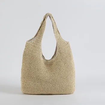 2019 korėjos versija ins vėjo paplūdimio atostogų stiliaus naujas rankų darbo austa maišelį peties paprasta vientisos spalvos laukinių šiaudų maišas