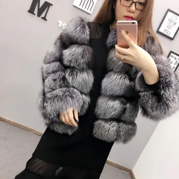2019 m. rudens ir žiemos paltai sustorėjimas dirbtiniais kailių paltai silver fox spalvos lapės kailio striukė laisvalaikio moteriški drabužiai