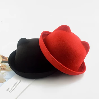 2019 Mados Tendencija Fedora Skrybėlę Unikalus Mielas Suaugusiųjų Vilnos Žiemą ir Rudenį Floppy kepurė Su Ausų Moterų Gorro Moterims