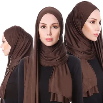 2019 Musulmonų Jersey Hijab Šalikas Minkštas Kieto Skaros Skarelė foulard femme musulman Islamą, Arabų Wrap Galvos Turbaną Moterų Šalikai