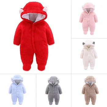 2019 Naujagimiui Žiemos Hoodie Drabužius Kūdikiams, Kūdikių Mergaitės Berniukas Šiltas Laipiojimo Outwear Rompers sustorėjimas pūkas Jumpsuit 6 spalvų